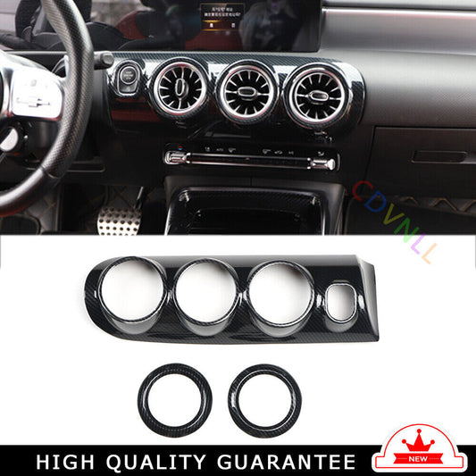 Middle Air Outlet Vent Cover Trim 3 for Mercedes-Benz AMG35 19-21 Carbon Fiber