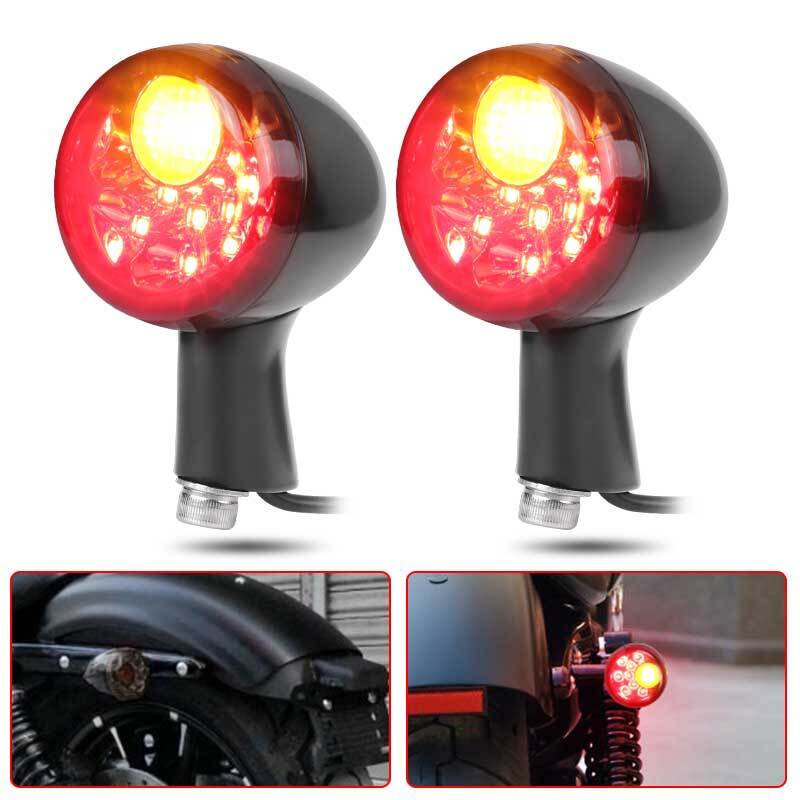 Rear Turn Signals Brake Light Lamp For Sportster XL883 XL1200 1992+ Amber+Red