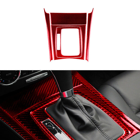 Red Carbon Fiber Gear Shift Panel Trim for Mercedes-Benz C Class W204 2007-2013