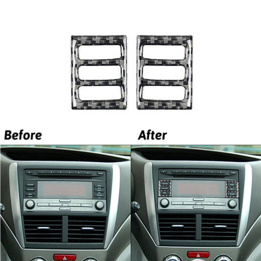 2Pcs Carbon Fiber Radio Console Buttons Cover Trim for Subaru Forester 2009-2013