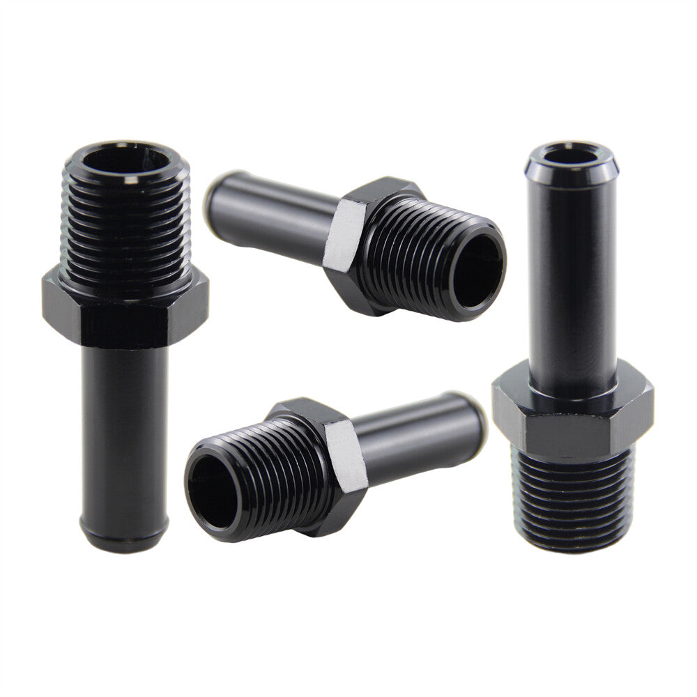 4PCS Aluminum AN10 1/2'' NPT Male to 5/8 Hose Barb Straight Adapter Fitting BK