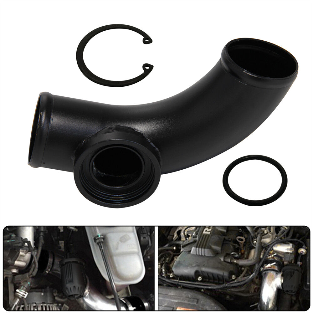 For SSQV SQV Blow Off Valve Tube Pipe 2.25 90 Degree Elbow Flange Adapter Black
