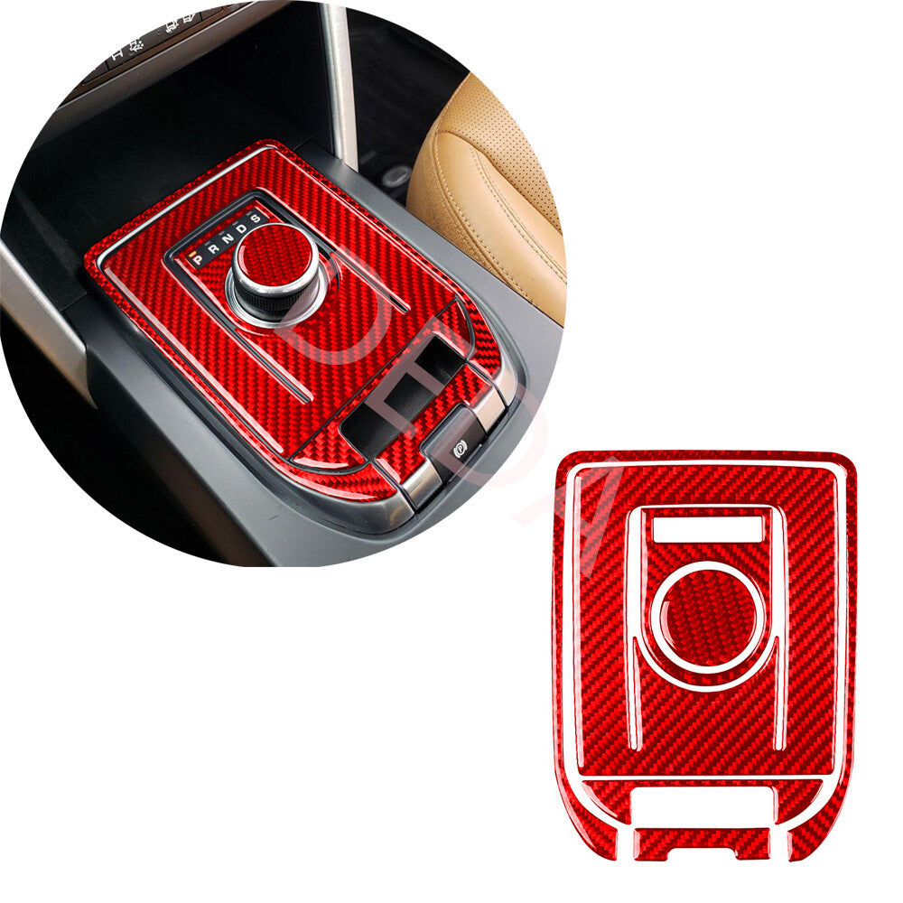 6¡ÁRed Carbon Console Gear Shift Set Trim for Land Rover Discovery Sport 2015-19