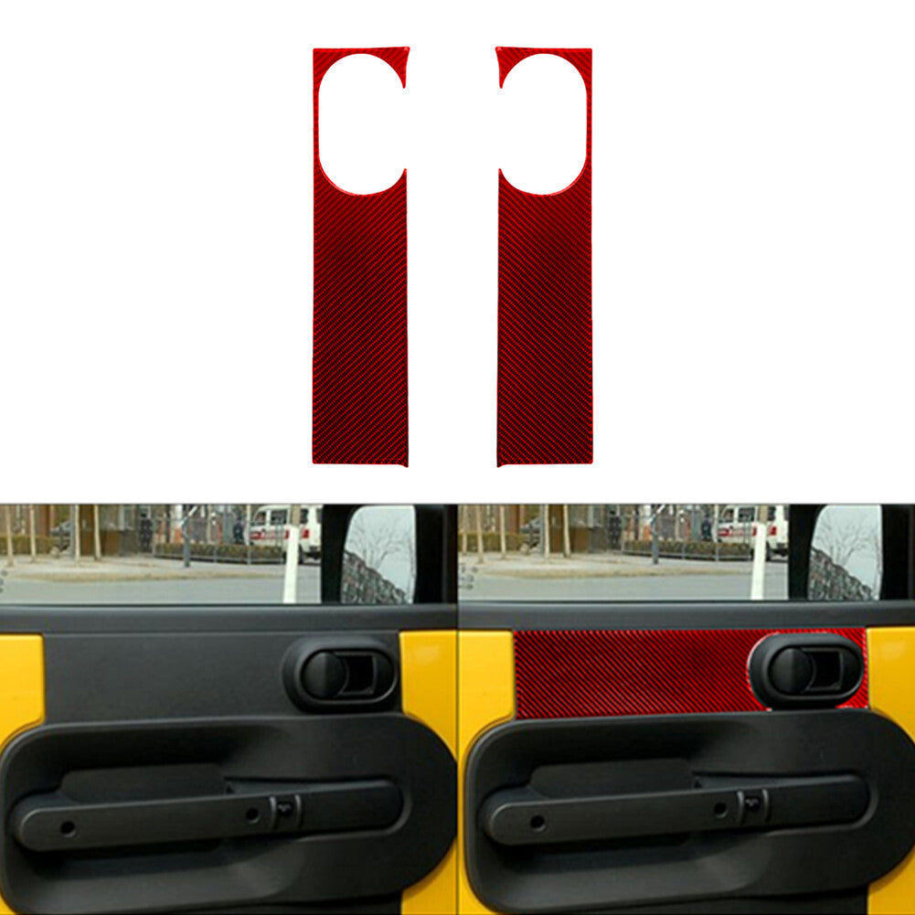 2Pcs Red Carbon Fiber Front Door Panel Cover Trim for Jeep for Wrangler 2007-2010
