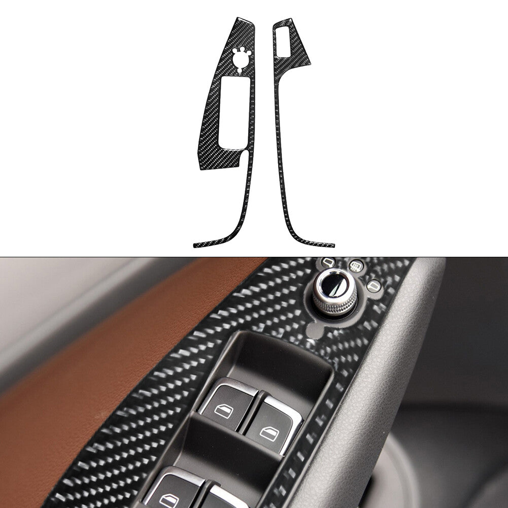 Front Window Lift Button Trim Cover Decor Carbon Fiber for Audi Q5 2009-2017