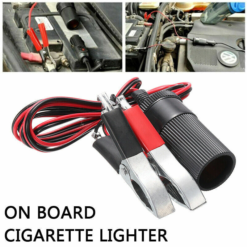 12V Car Cigarette Lighter Female Socket to Battery Alligator Crocodile Clip 1.5m