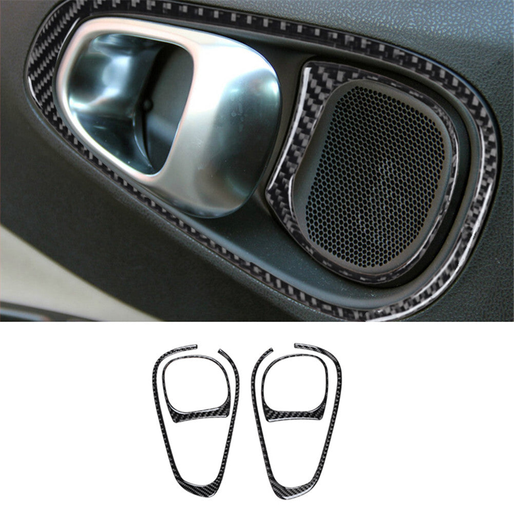 4Pcs Interior Front Door Handle Carbon Fiber Cover Trim for Fiat 500L 2014-2017