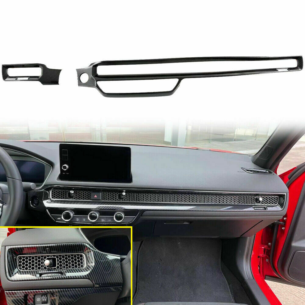 for Honda for Civic 2022-2023 Carbon Fiber ABS Center Dashboard Outlet Vent Covers
