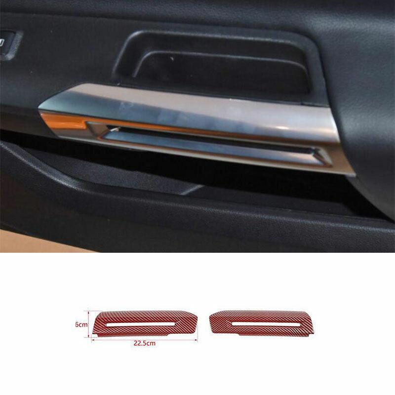 for Ford for Mustang 2015-22 Red Carbon Fiber Interior Door Handle Cover Decoration