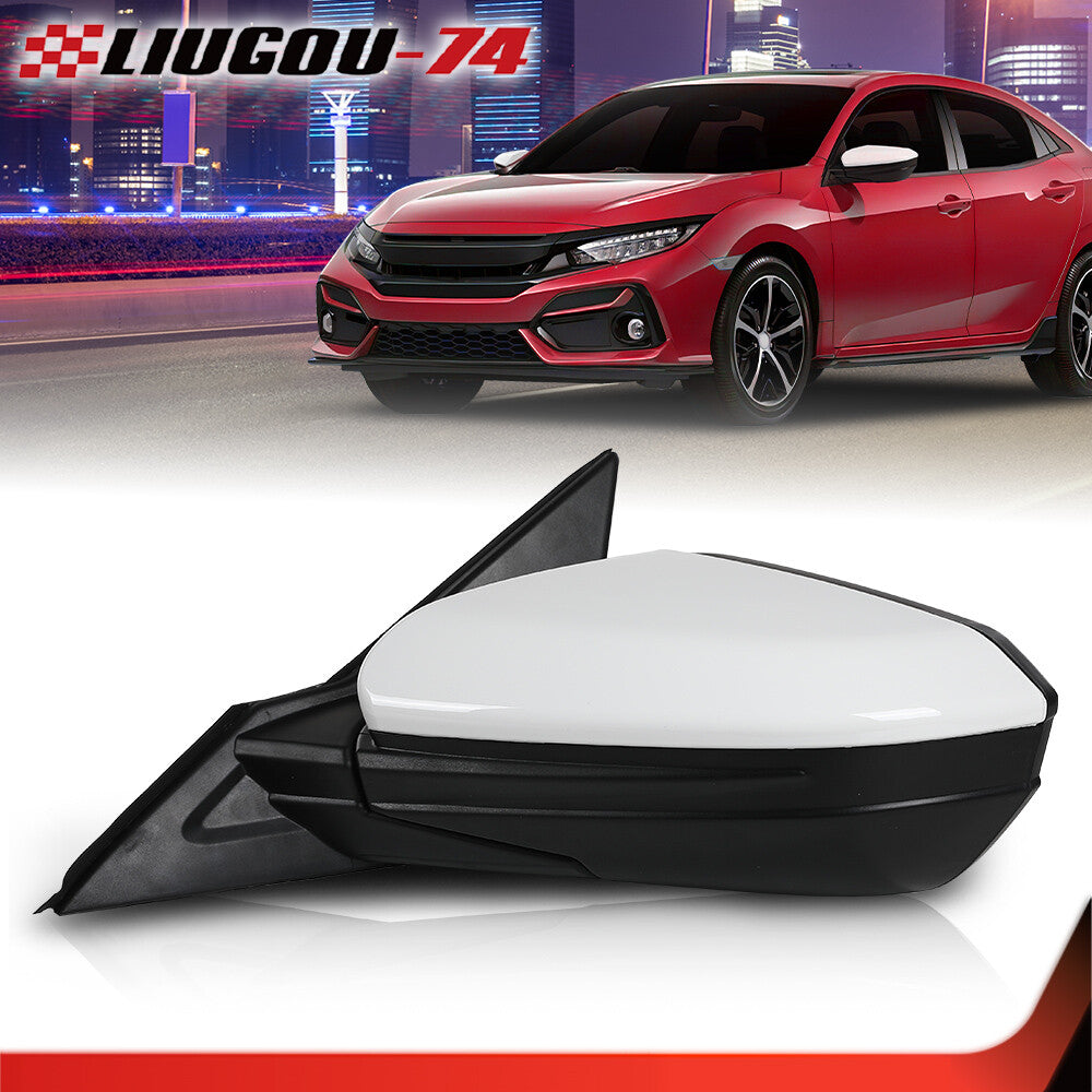 White mirror assembly suitable for 16-21 for Honda for Civic Coupe Sedan Left Driver LH Side