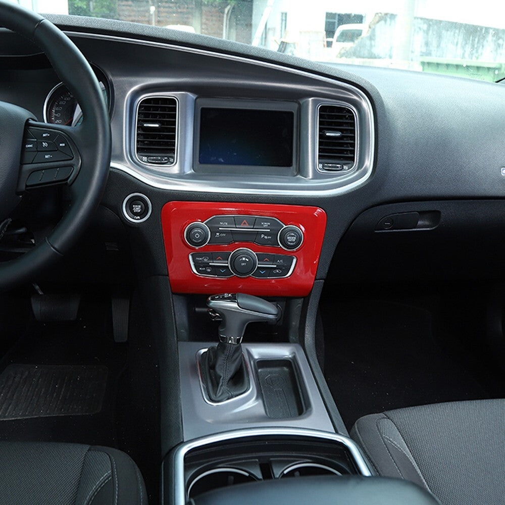 5PCS for Dodge Charger 2015-2023 Red Interior Central Control Cover Trim Kit ABS