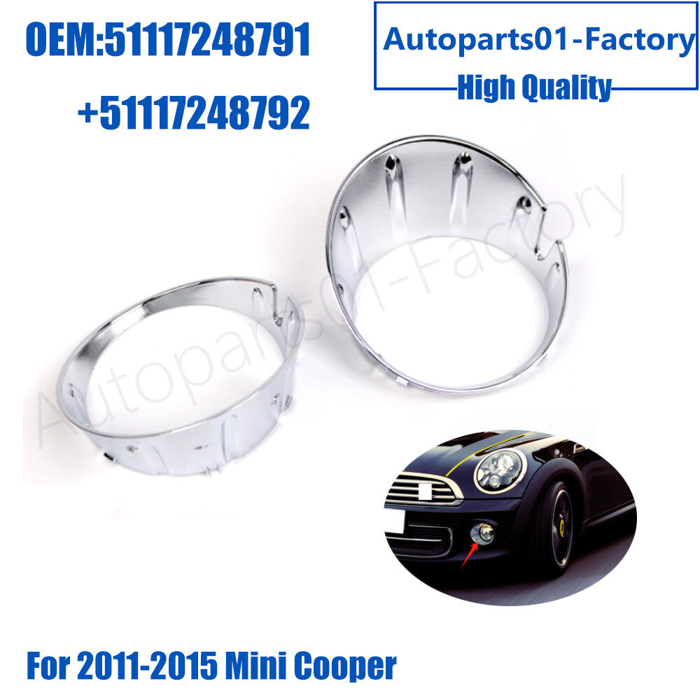 1Pair Front Left+Right Fog Light Trim Ring For 2011-2015 for Mini Cooper