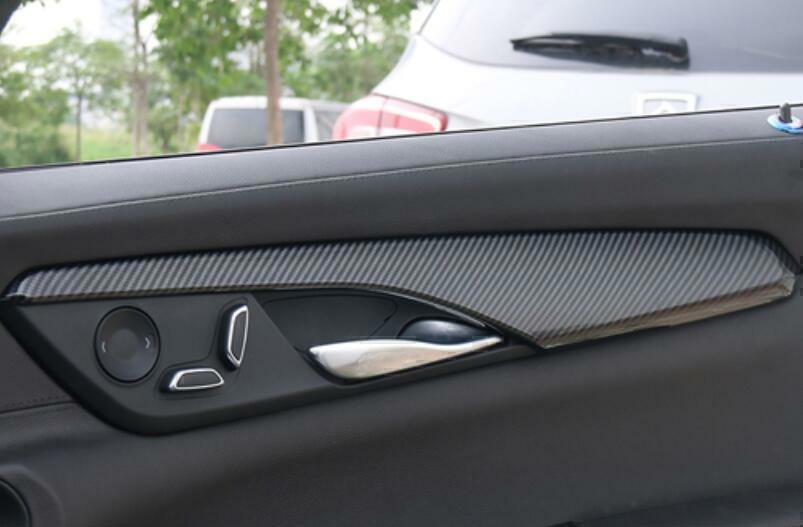 for Cadillac CT6 2016-20 Carbon Fiber Look Inner Door Panel Strip Cover Trim 4P