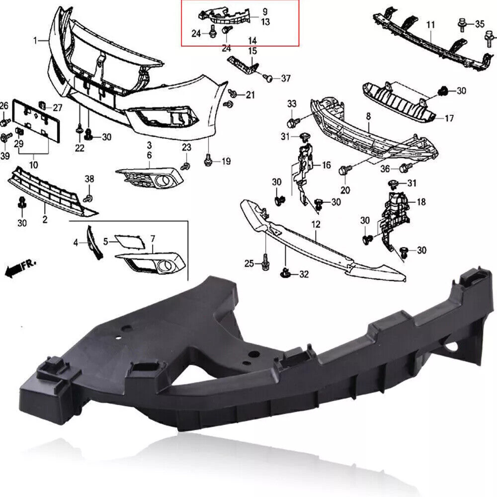 Pair of headlight brackets for Honda for Civic sedans 2016-2021 - Front mounting brackets and holders.