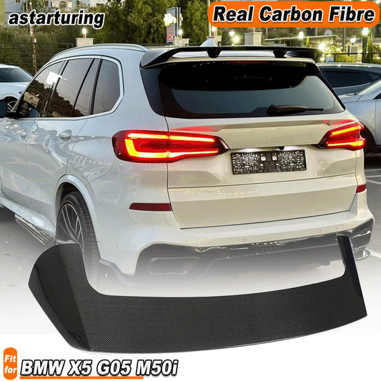 Fit for BMW X5 G05 M50i 2018-2021 REAL Carbon Rear Roof Spoiler Window Wing Lip