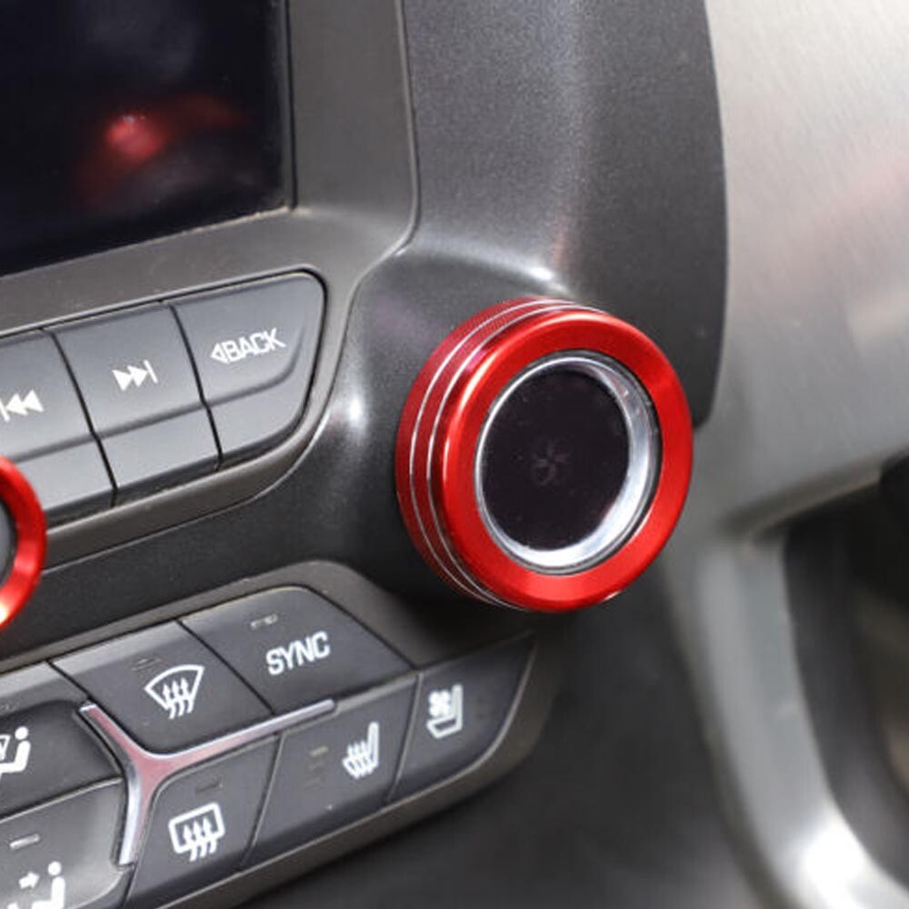 Red AC Switch Volume Button Trim Ring Button for Corvette C7 14-19 Accessories