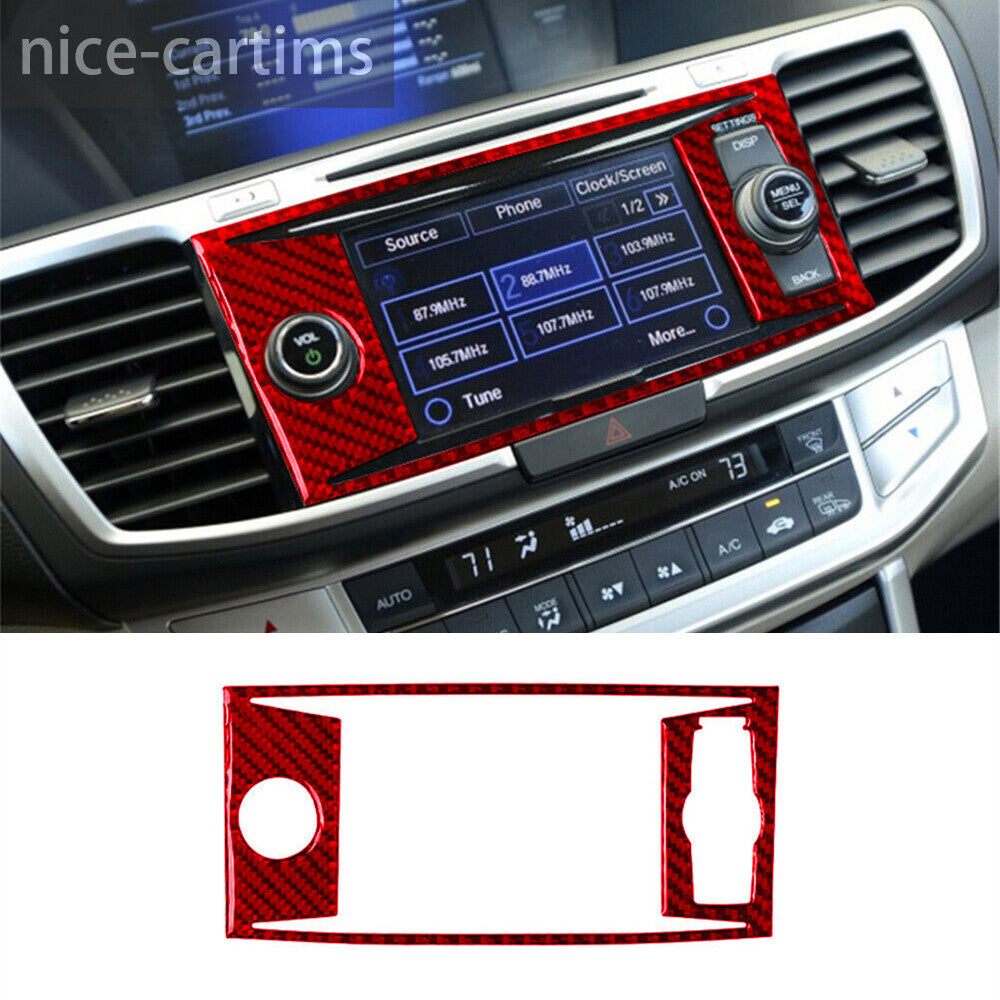 Red Carbon Central Console GPS Navigation Panel Cover for Honda Accord 2013-17 C