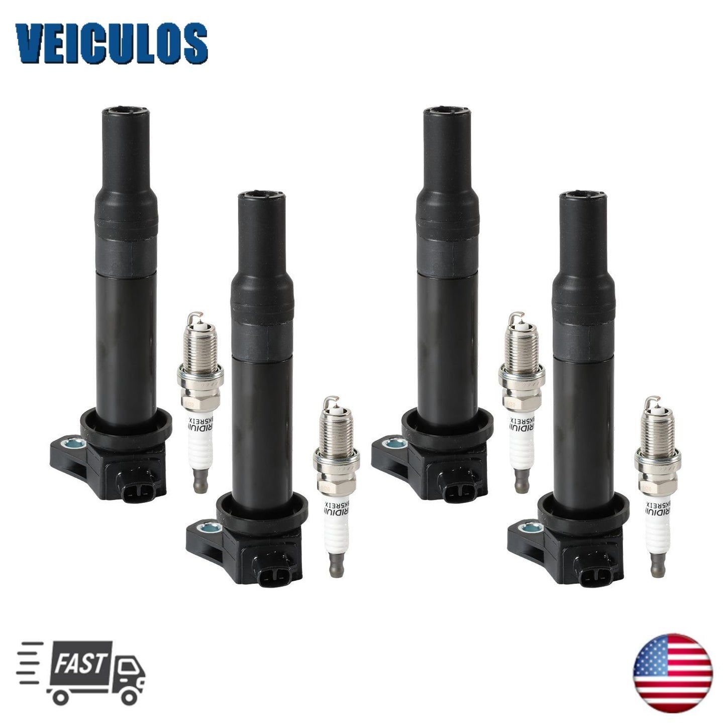 4X Ignition Coil  Platinum Spark Plug For 2006-11 for Hyundai Accent for Kia Rio UF499