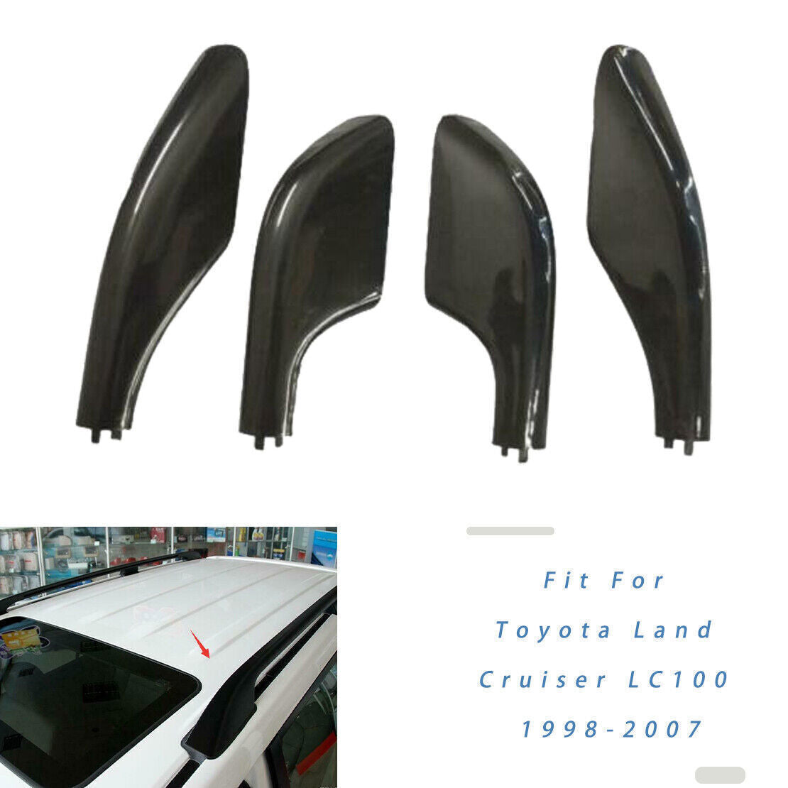 4X Car Roof Rack Rail End Cover Shell Cap for Toyota for Land Cruiser LC100 1998-07