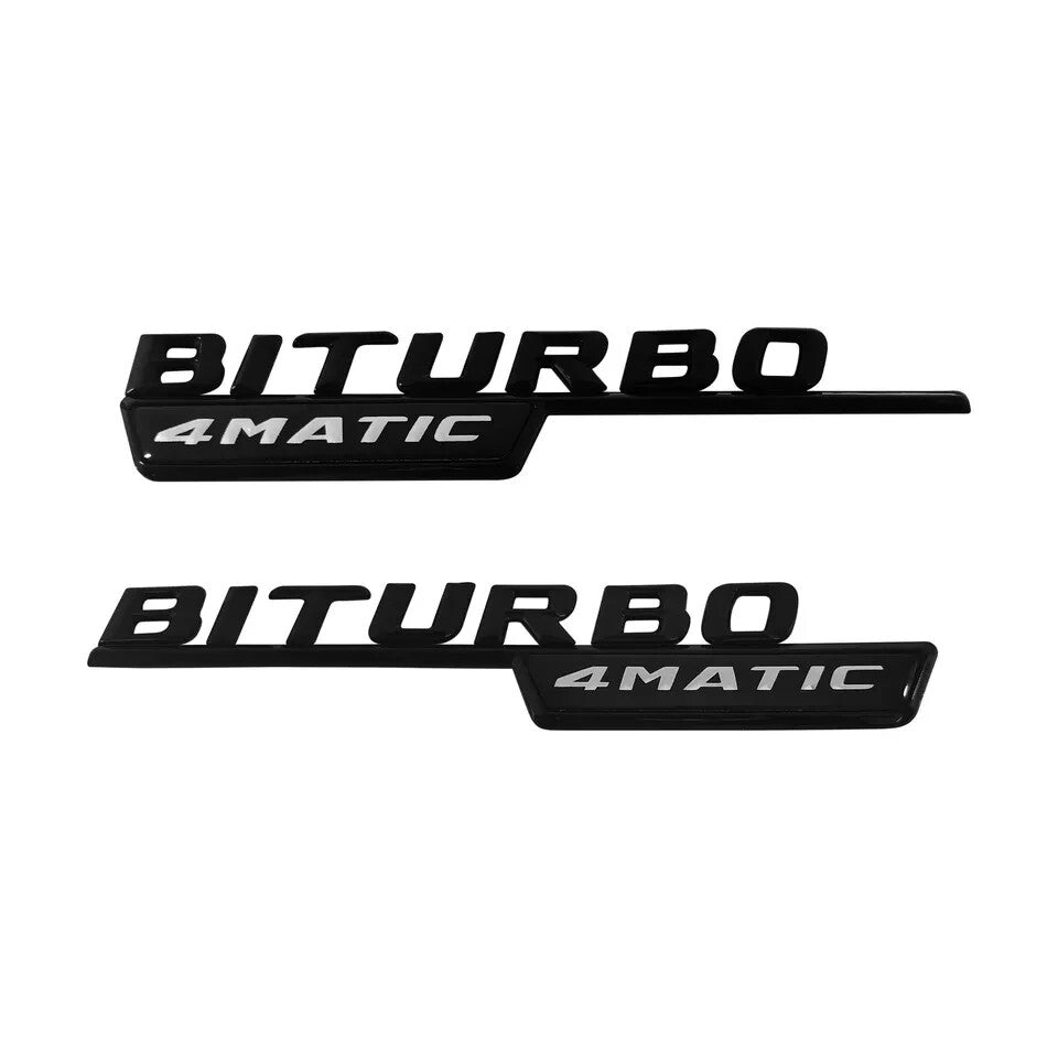 BITURBO 4MATIC Emblem AMG Fender Black Logo Badge For AMG C43 E43 GLC43 2017+