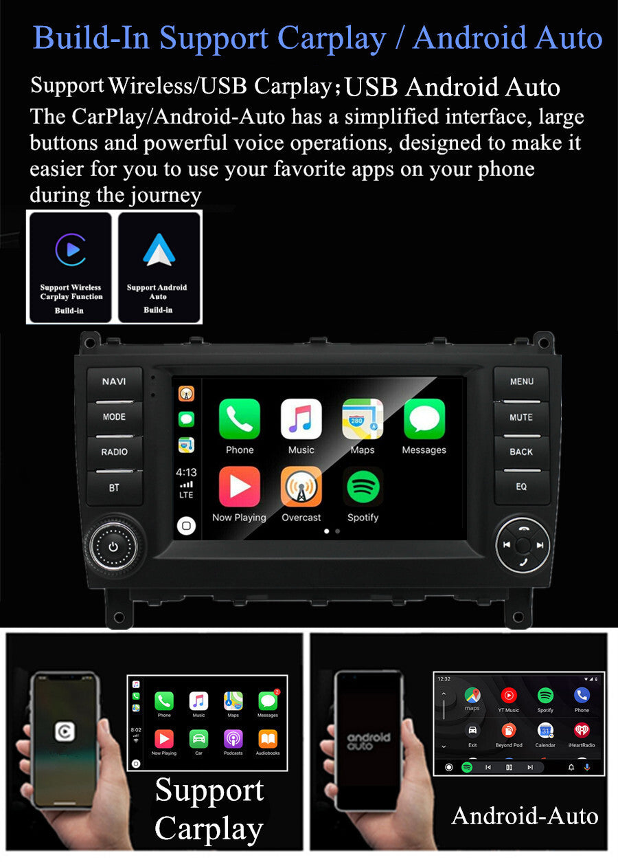 7 Android 11 Stereo Radio GPS 2+32GB for Mercedes C-Class W203 CLK W209 Carplay