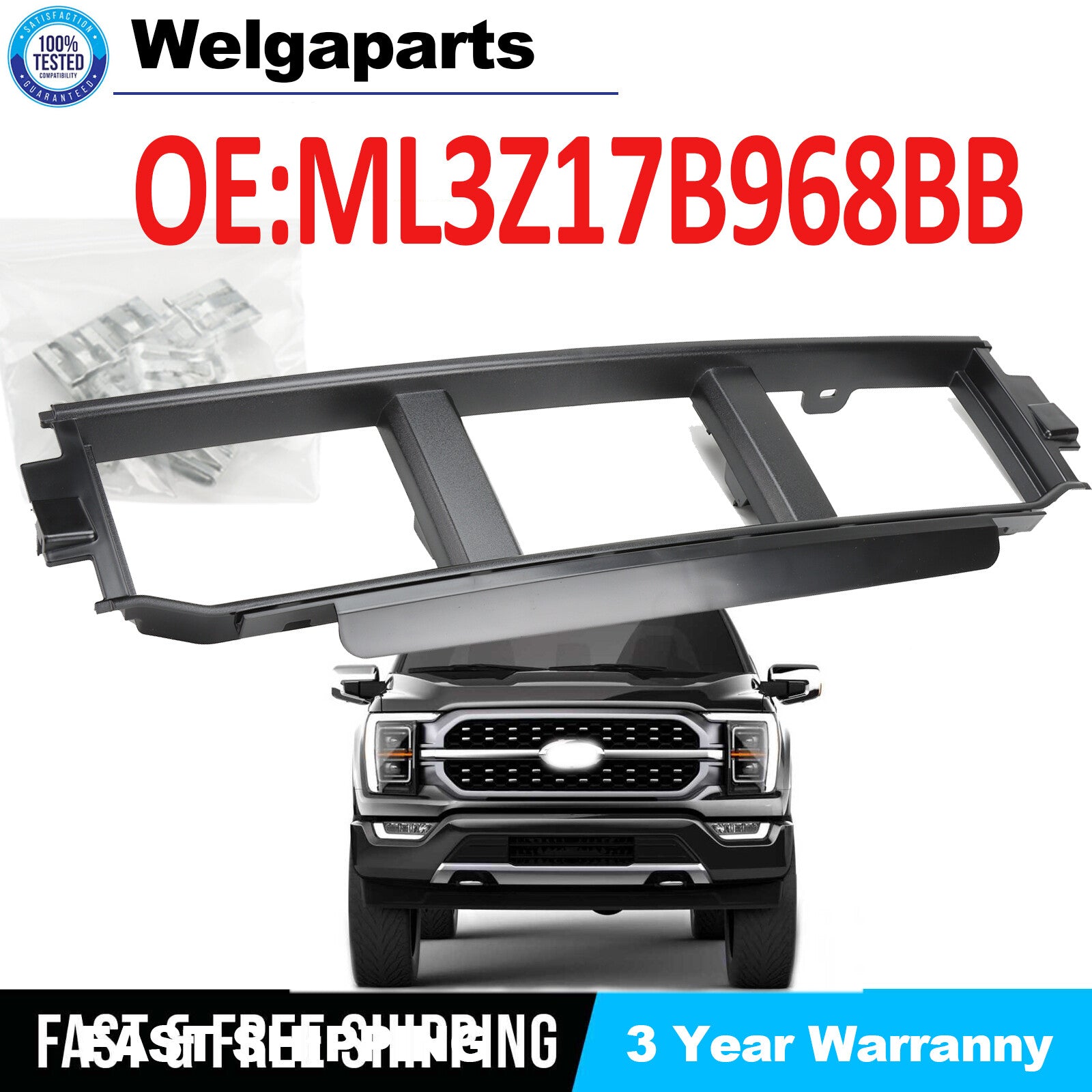 Car Front Bumper Grille for Ford F-150 2021+ ML3Z17B968BB ML3Z17B968BA New