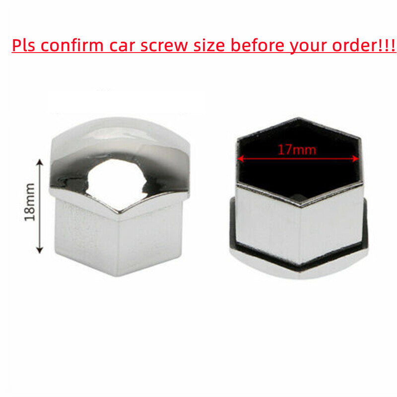 17mm Chrome Car Wheel Lug Nut Bolt Center Cover Screw Nuts  Clip Tool Accessory
