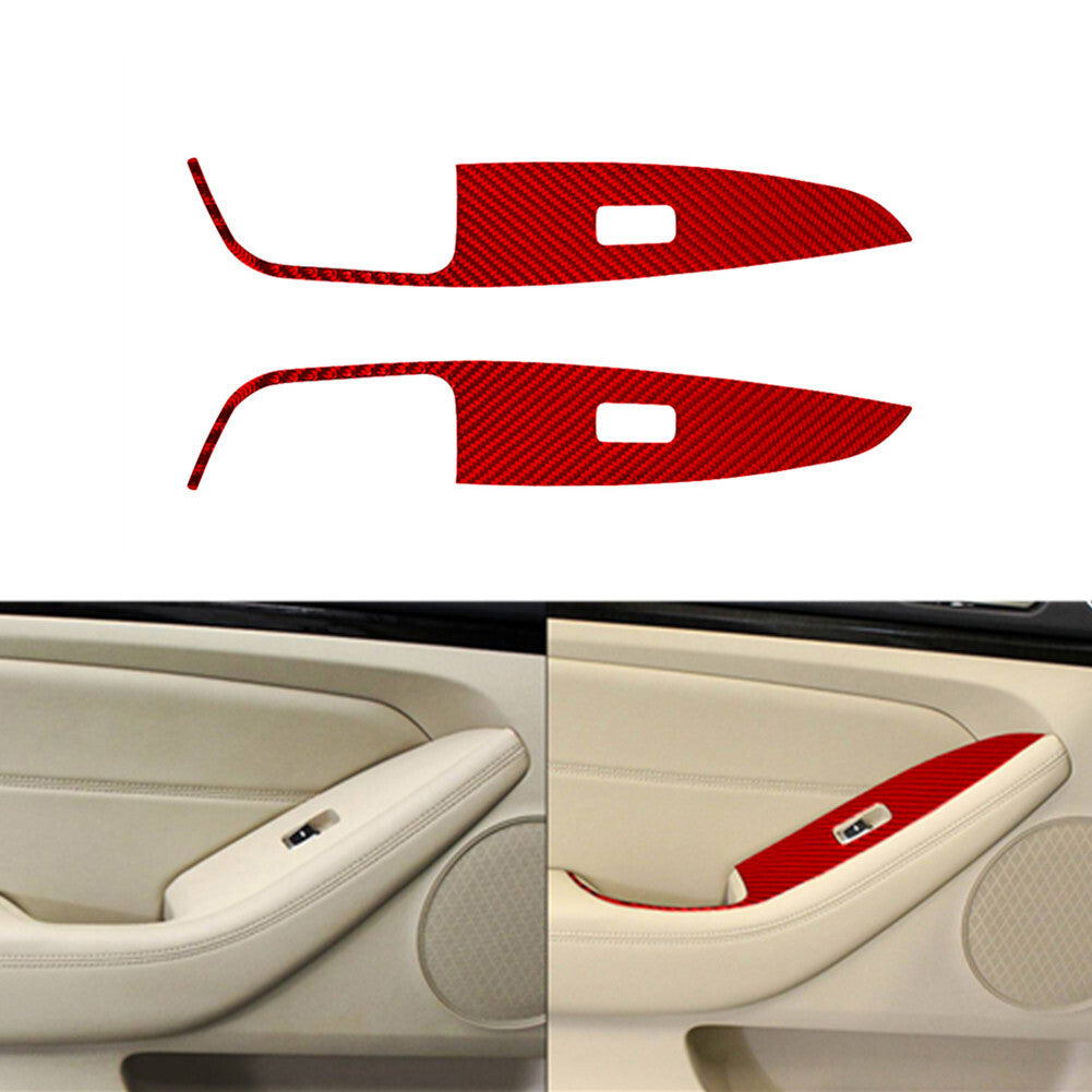 2X Red Carbon Fiber Rear Door Window Control Cover Trim for KIA Cadenza 2014-16