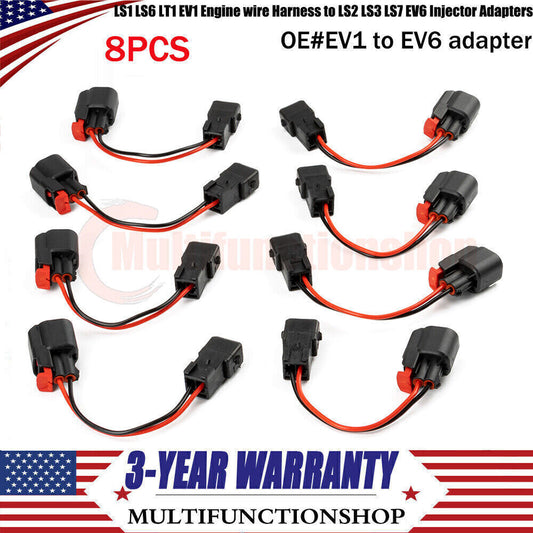 8Pcs LS1 LS6 LT1 EV1 Engine Wire Harness For LS2 LS3 LS7 EV6 Injector Adapters