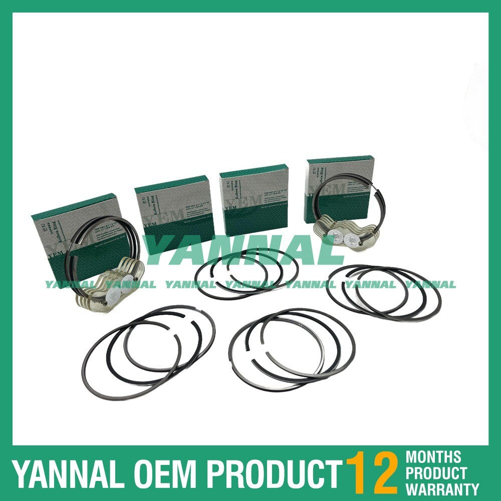 6 new J08E Piston Ring Kits, STD 112 mm, for Hino Excavator Engines
