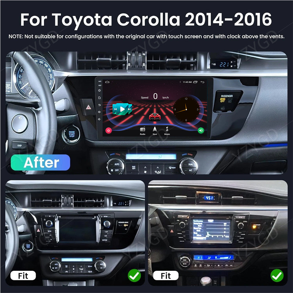 for Toyota for Corolla 2014-2016 Apple CarPlay Android 14 GPS Navi Car Stereo Radio