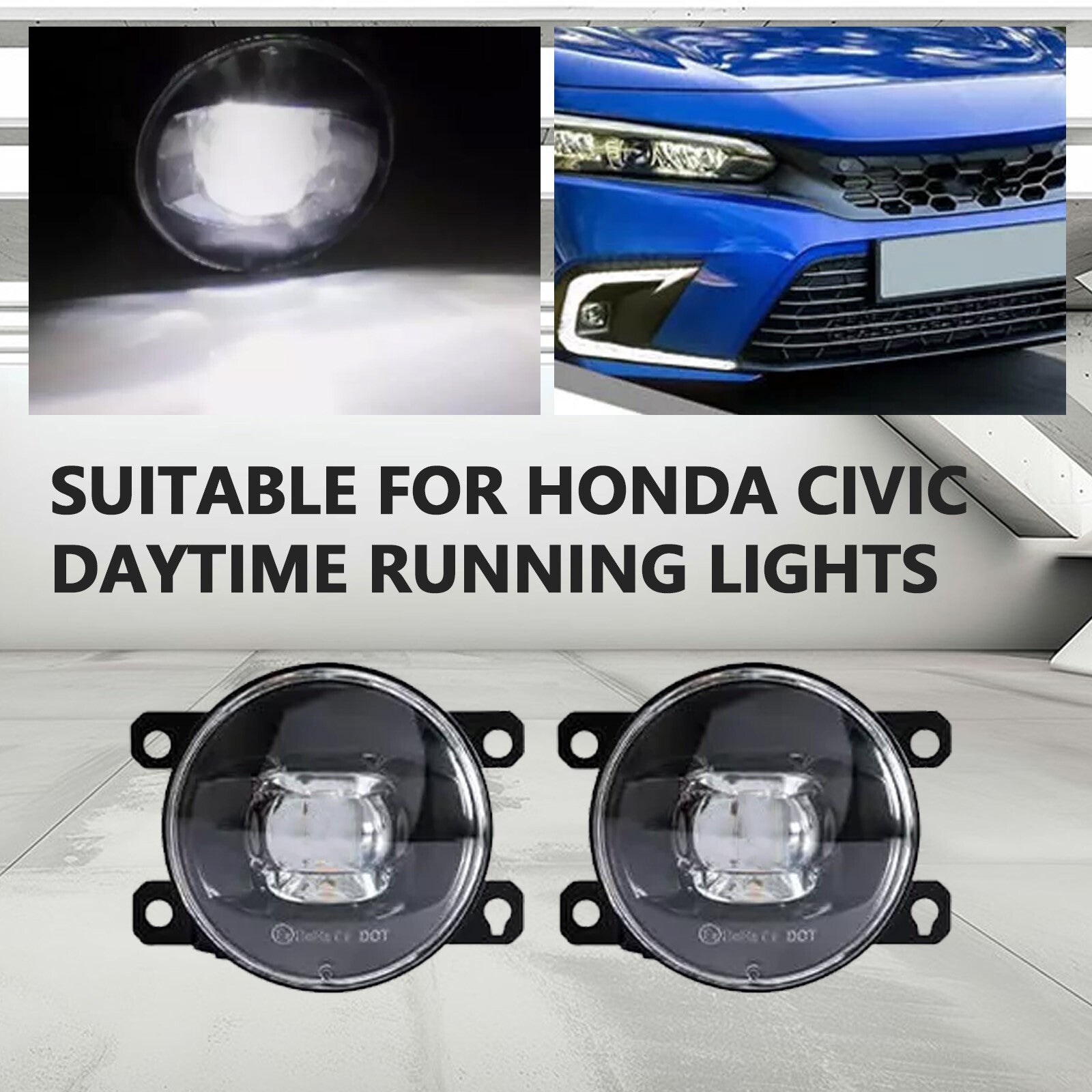 Suitable for 2022-2024 for Honda for Civic DRL LED Daytime Running Lights and Fog Light Kit (Pair) NenE