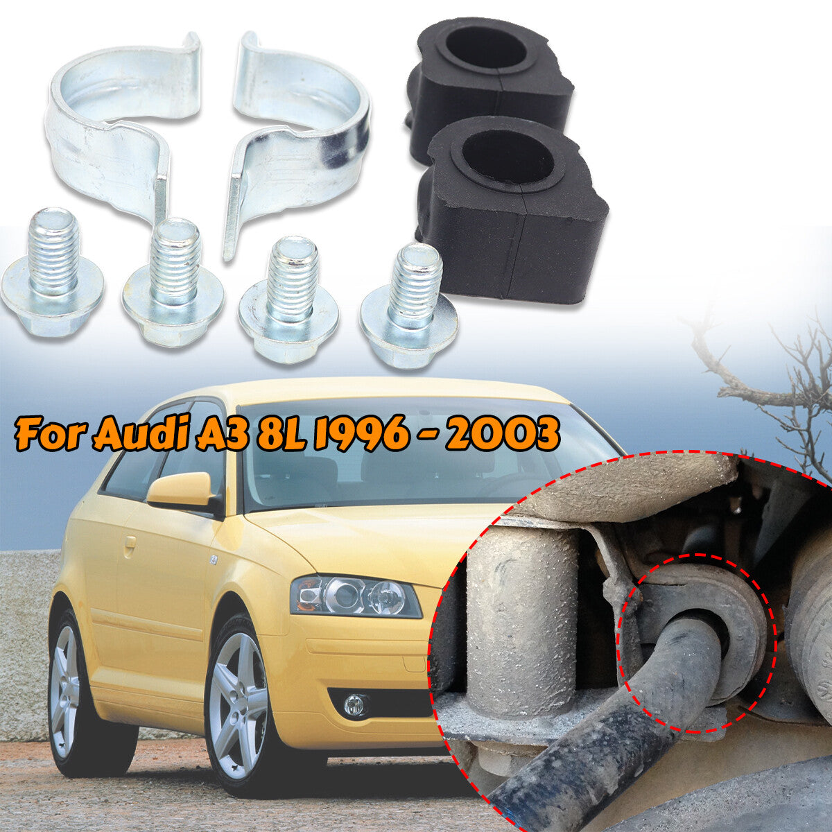 8Pcs for Audi A3 8L 1996-2003 FRONT ANTI ROLL BAR BUSHES AND BRACKETS KIT 21mm