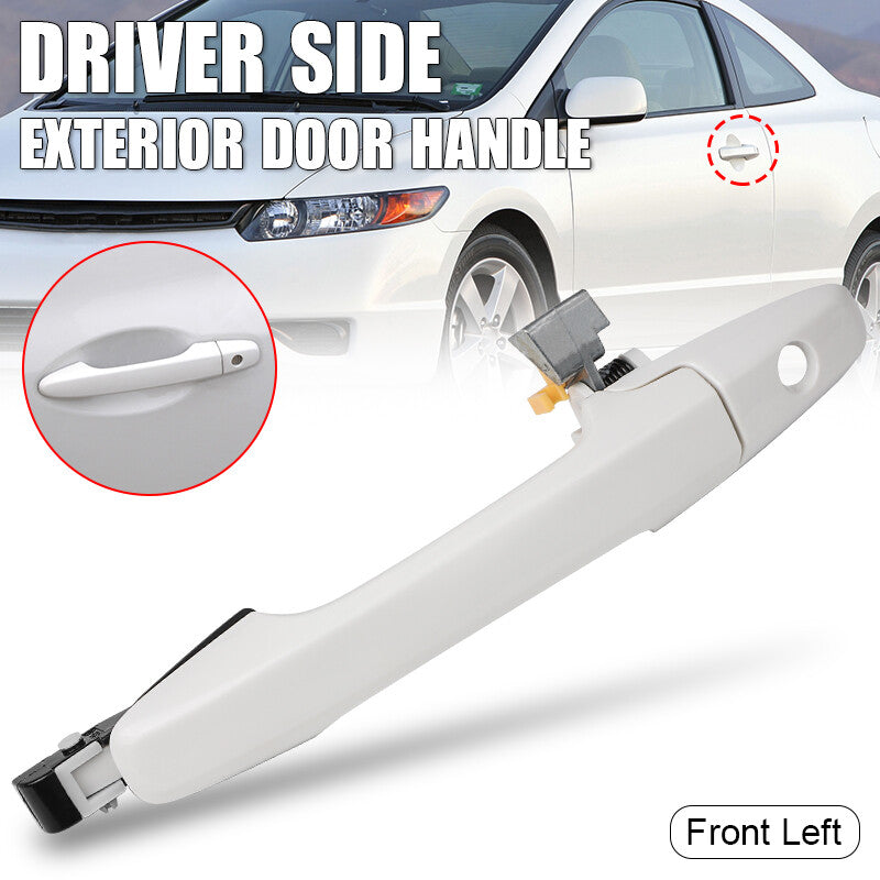 1x Front Left Exterior Door Handle For 2006-2011 for Honda for Civic 2009-2014 White