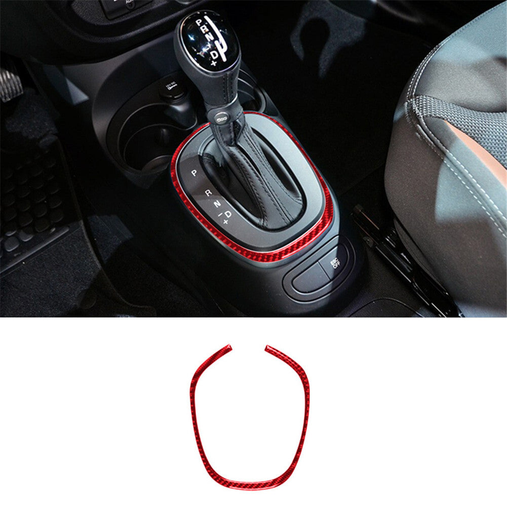 Red Carbon Fiber Gear Shift Transmission Suround Cover Trim For 14-17 for Fiat 500L