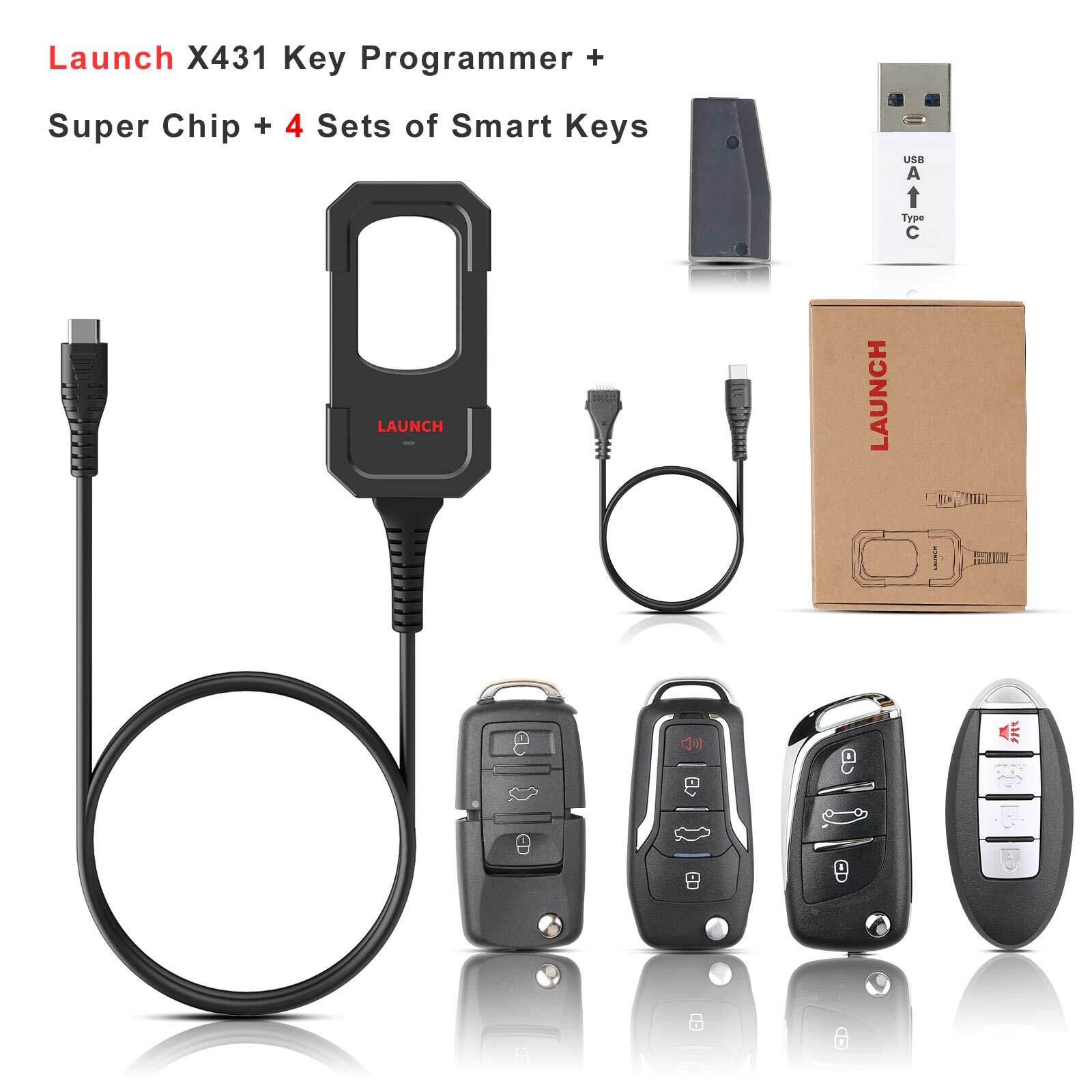 Launch X431 K?y Progarm Remote Maker Transponder +1x Super Chip+4 Set for Smart Key