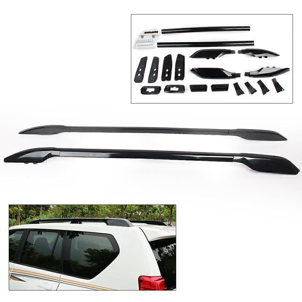 for Toyota Prado FJ150 2010-21 Roof Rack Rail Side Luggage Carrier Bars Black 2X
