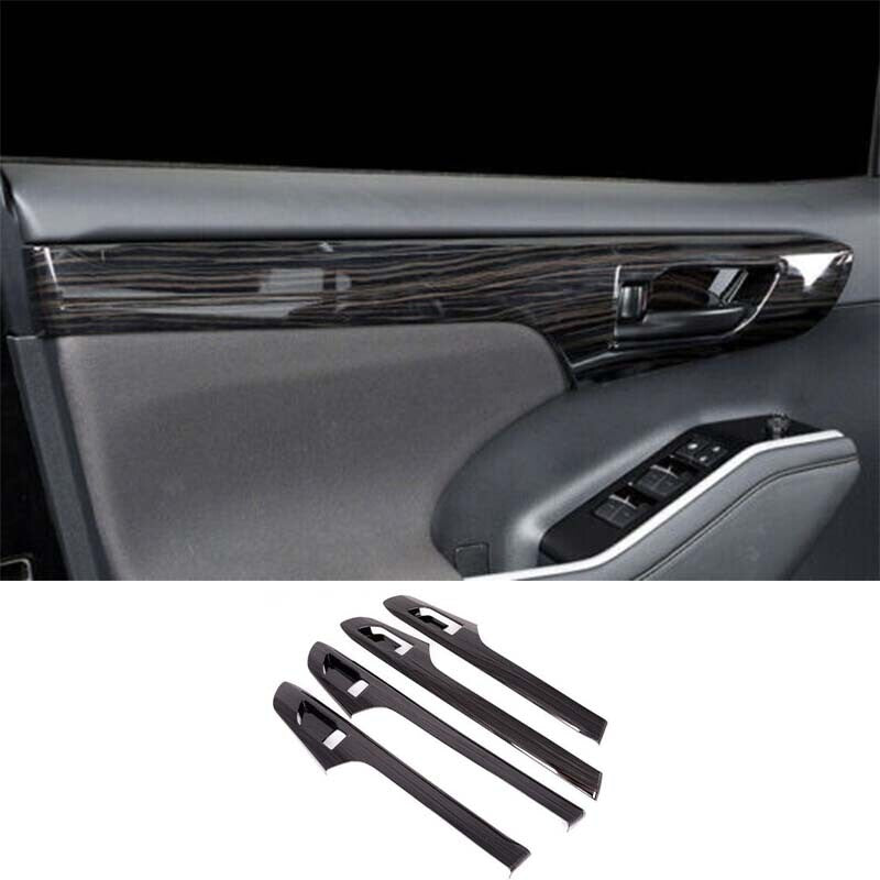 4pc Black Wood Grain Inner Door Panel Strip Trim for Toyota Highlander 2020-2023
