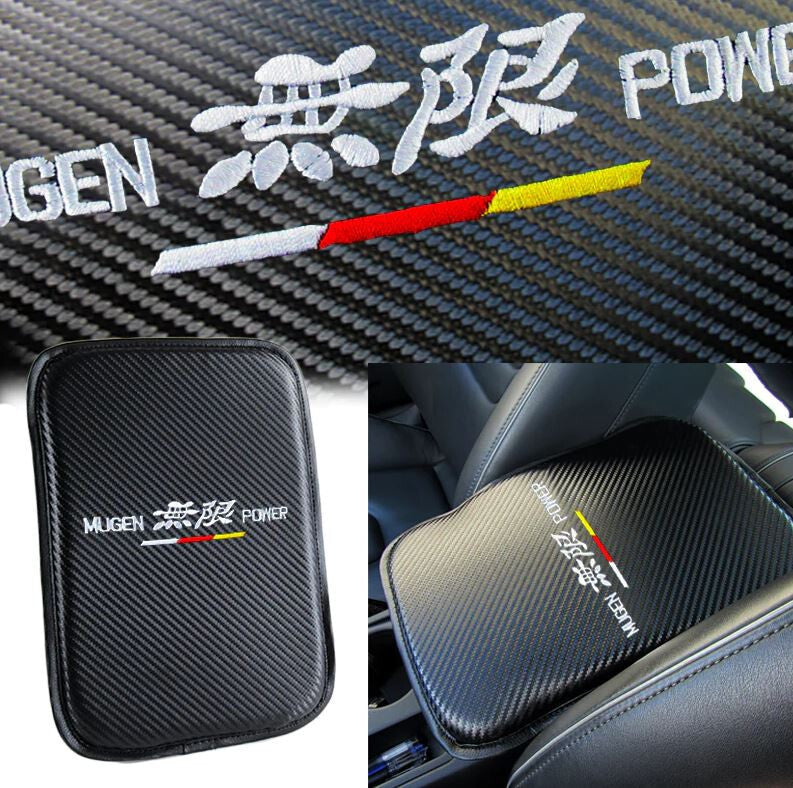 Car center console armrest cushion cover, black carbon Mugen, suitable for Honda for Acura .