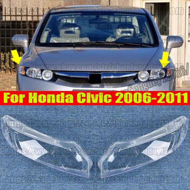 Fit For 2006-2011 for Honda for Civic 8th Headlight Headlamp Lens Cover RightLeft 2pcs