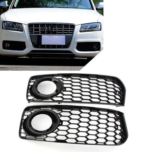 Front Bumper Honeycomb Grille Fog Light Cover for Audi A5 S5 B8 RS5 08-12