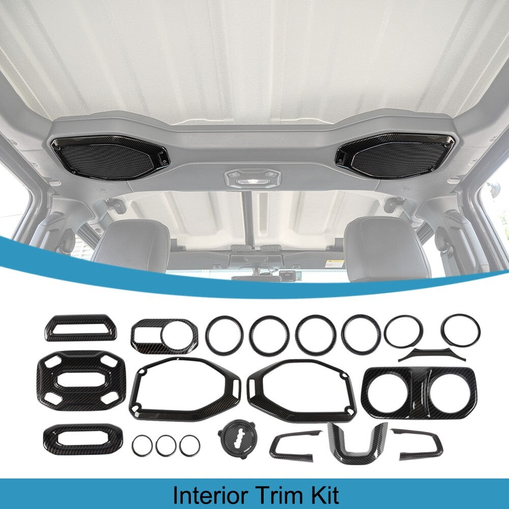 21x Carbon Fiber Interior Decoration Trim Cover kit for Jeep for Wrangler JL 2018-23