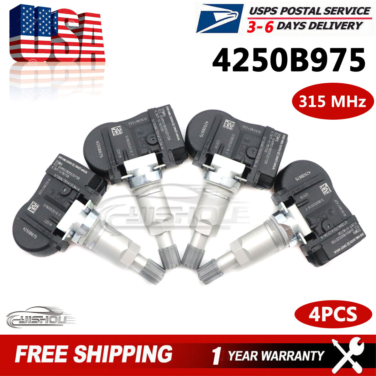 4pcs TPMS for Mitsubishi Lancer Outlander Tire Pressure Sensor 4250B975 315MHz