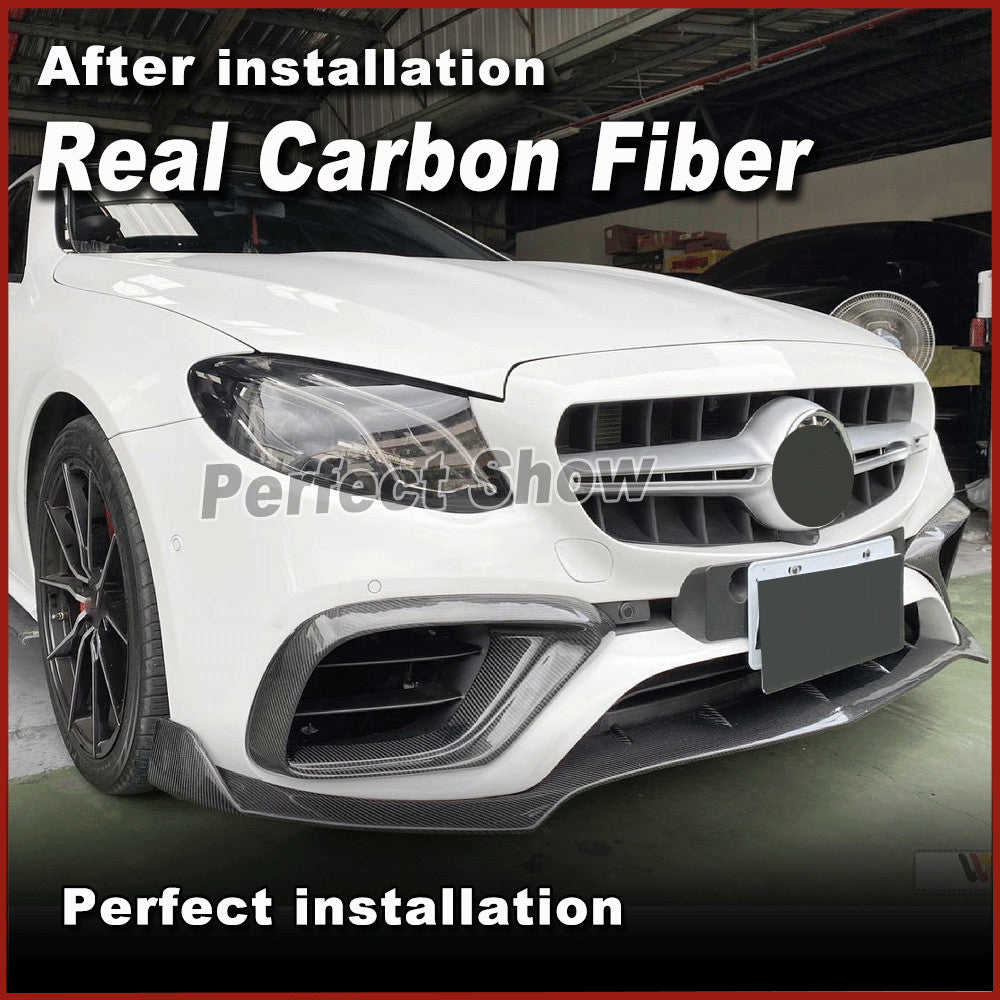 for Benz W213 S213 E63 2016-20 Real Carbon Fiber Front Bumper Air Vent Cover