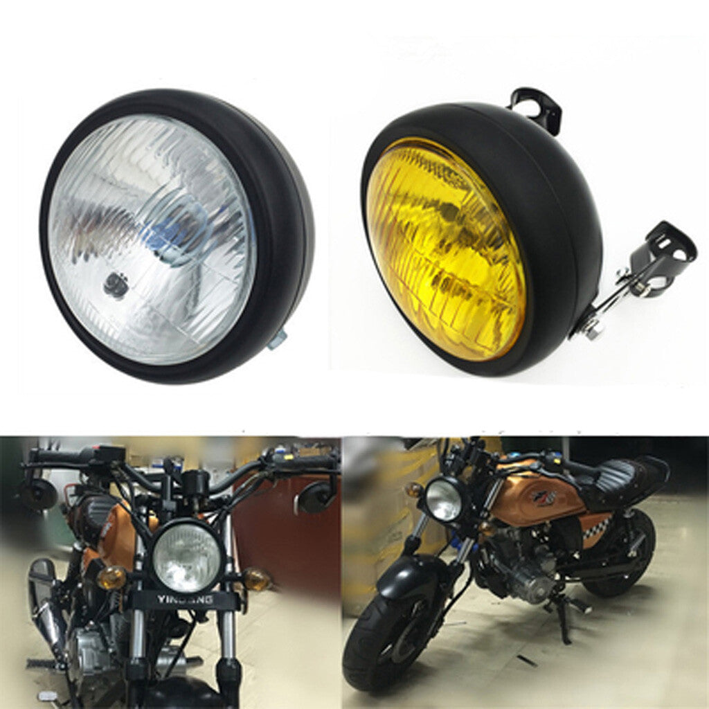 Motorcycle GN125 Headlight 12V Metal Retro Halogen Front Light Cafe Racer Bobber
