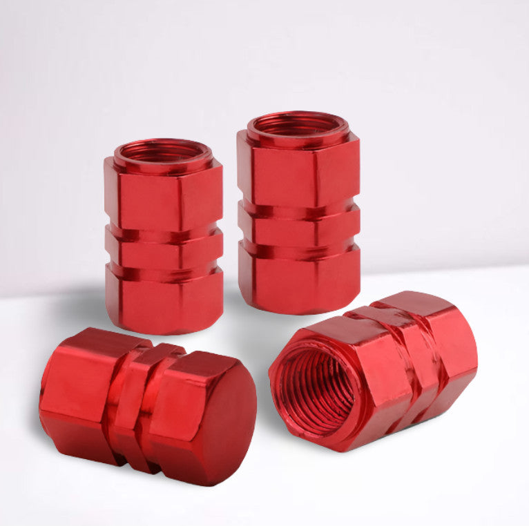 4-Piece Red 17mm Car Tire Valve Cover Stem Cover Valve Dust Cover for Chevrolet