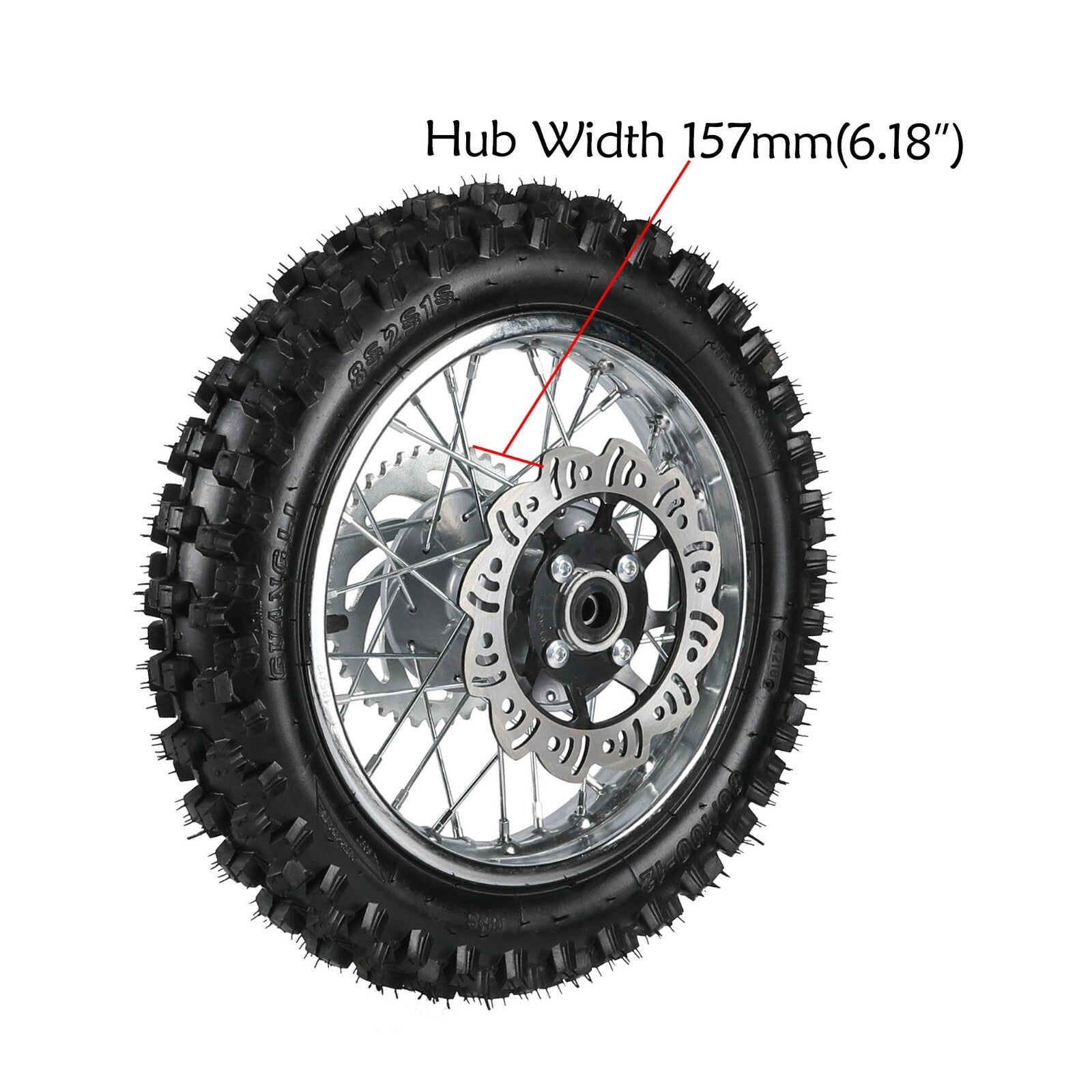 12-inch rear wheel 80/100-12 tire rim sprocket kit for SSR Apollo Pit bike 110 125c