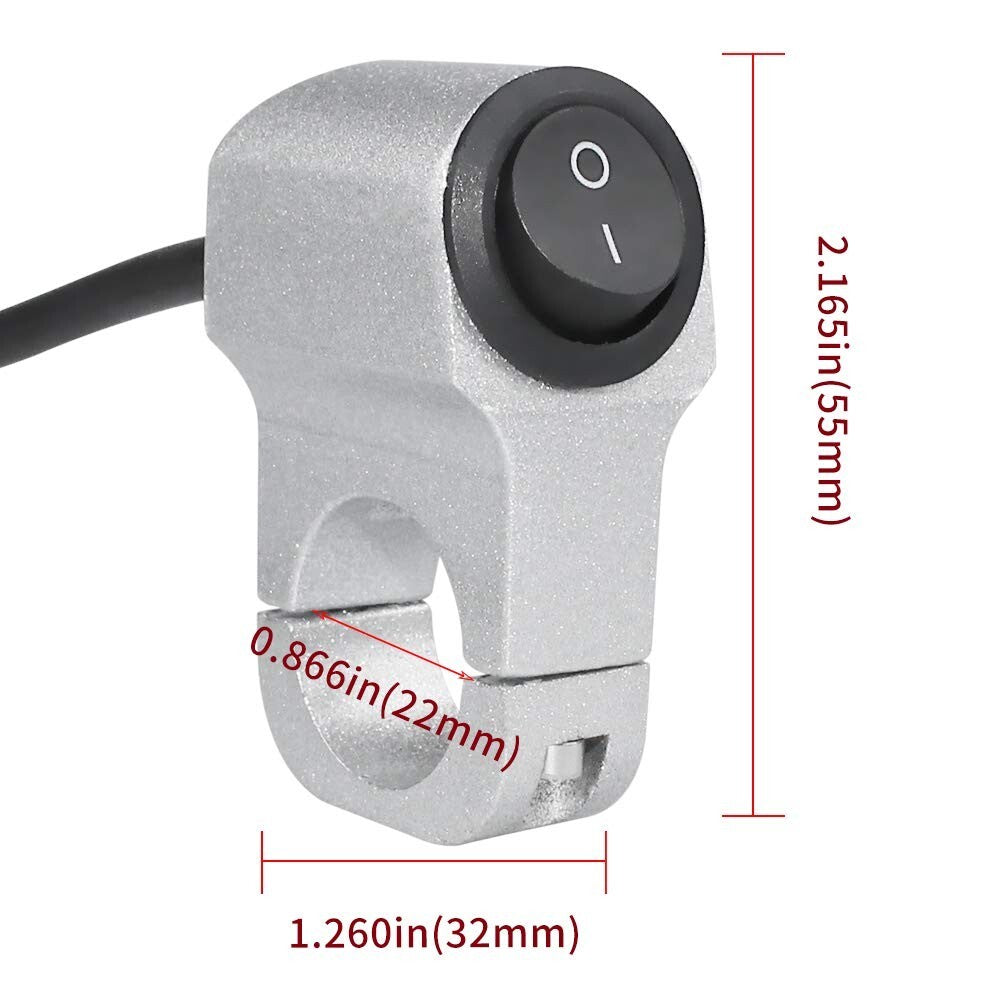 12V Switch Handlebar 22 mm ON-OFF Button for Fog Lights Brake Handlebar Switch