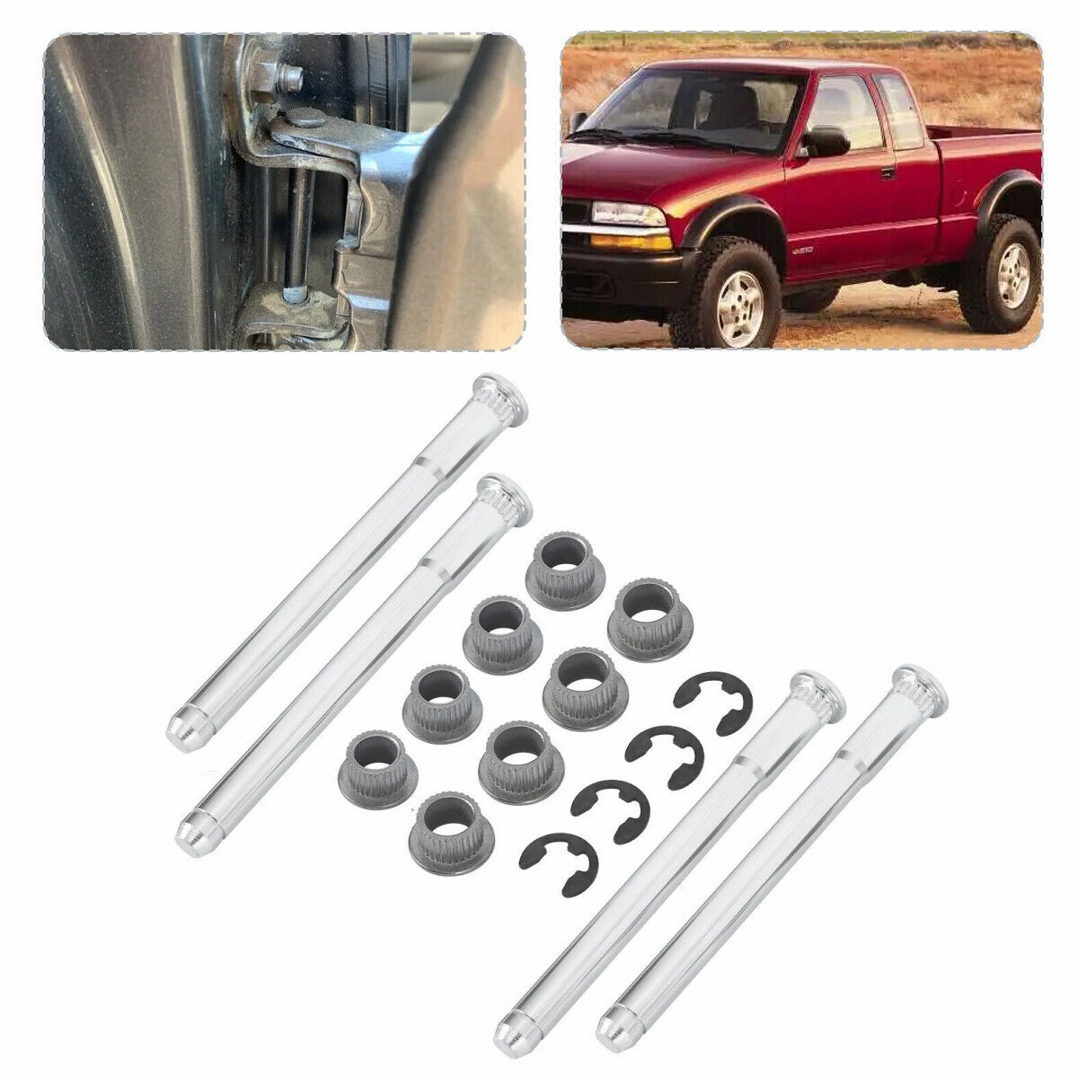 Door hinge pins and bushing kit, 2 doors, 4 pins, fits 94-04 for Chevrolet S10 for GMC S15, .