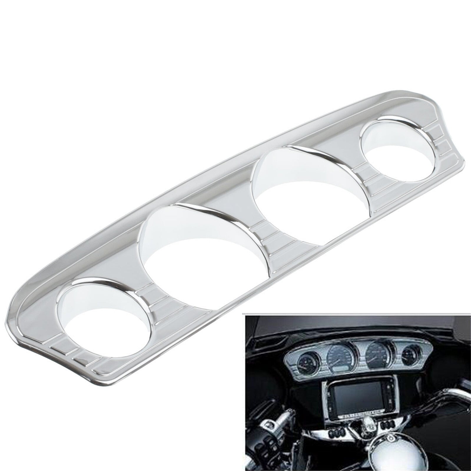 Chrome Tri-Line Gauge Trim Covers Fit For Touring Electra Street Glide 2014-2023